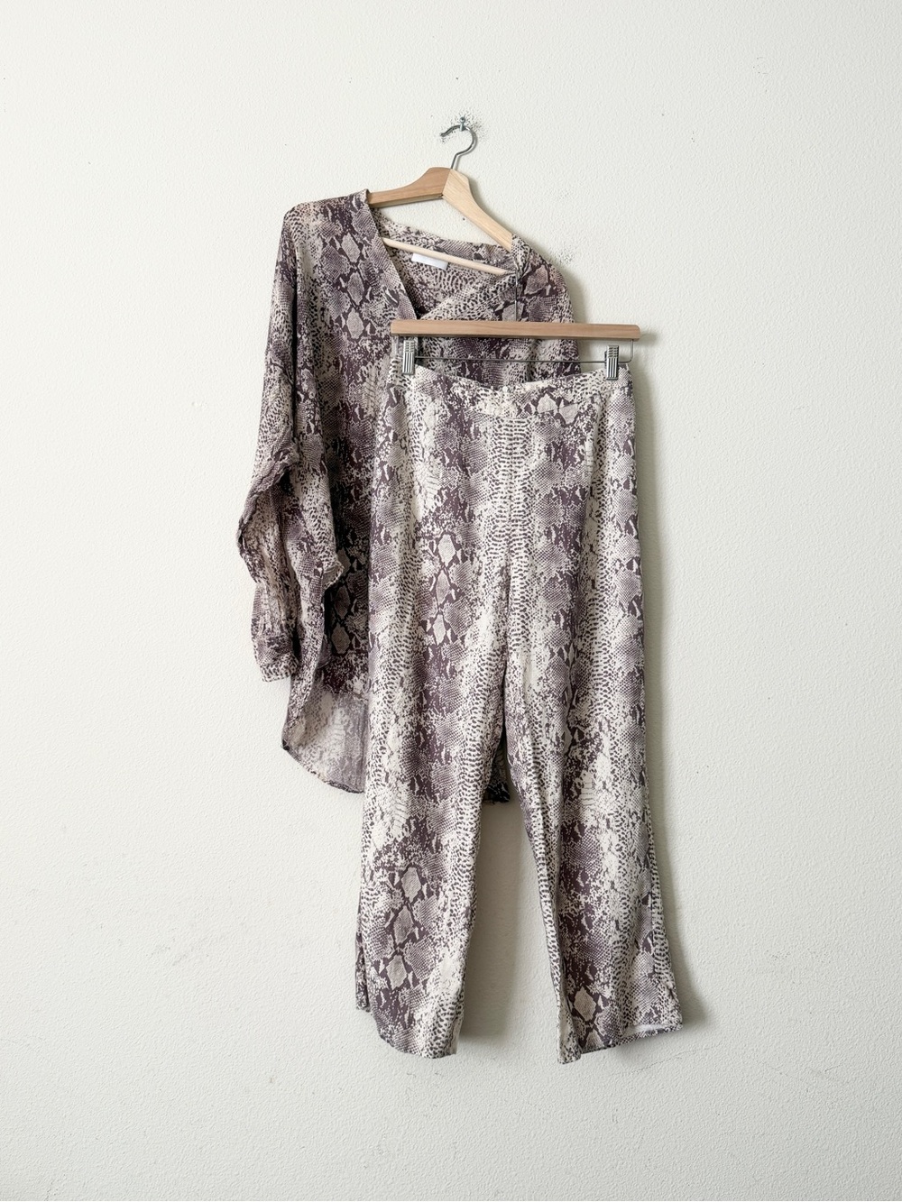 MONDAY Swimwear S/M 100% linen Barcelona snake print coverup tunic + pants set